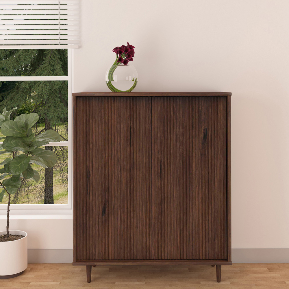 Loft24 Jerzy 2 Door Dark Brown Stained Wax Highboard Image 8