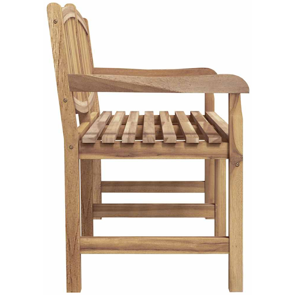 vidaXL 3 Seater Natural Solid Teak Wood Slatted Garden Bench Image 4