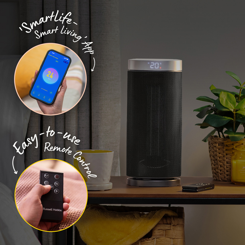 Russell Hobbs RHCTH2001S-SMT Black and Silver Round Smart Wi-Fi Enabled Ceramic Heater 2000W Image 5