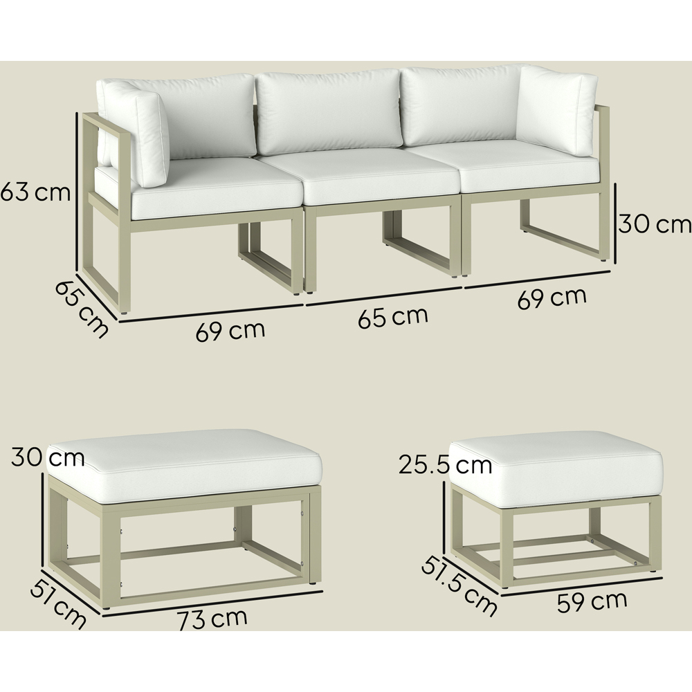 Outsunny 6 Seater Cream White Sectional Sofa Lounge Set Image 9