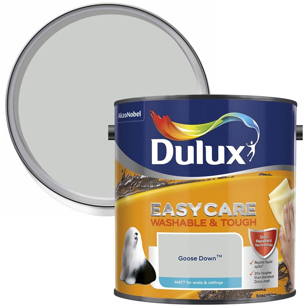 Dulux Easycare Washable & Tough Goose Down Matt Emulsion Paint 2.5L Image 1