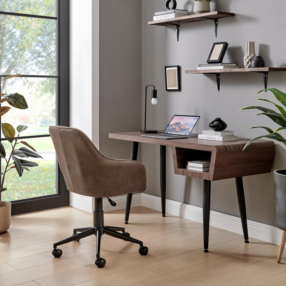 Furniturebox Brooker Brown Faux Leather Office Chair Image 7