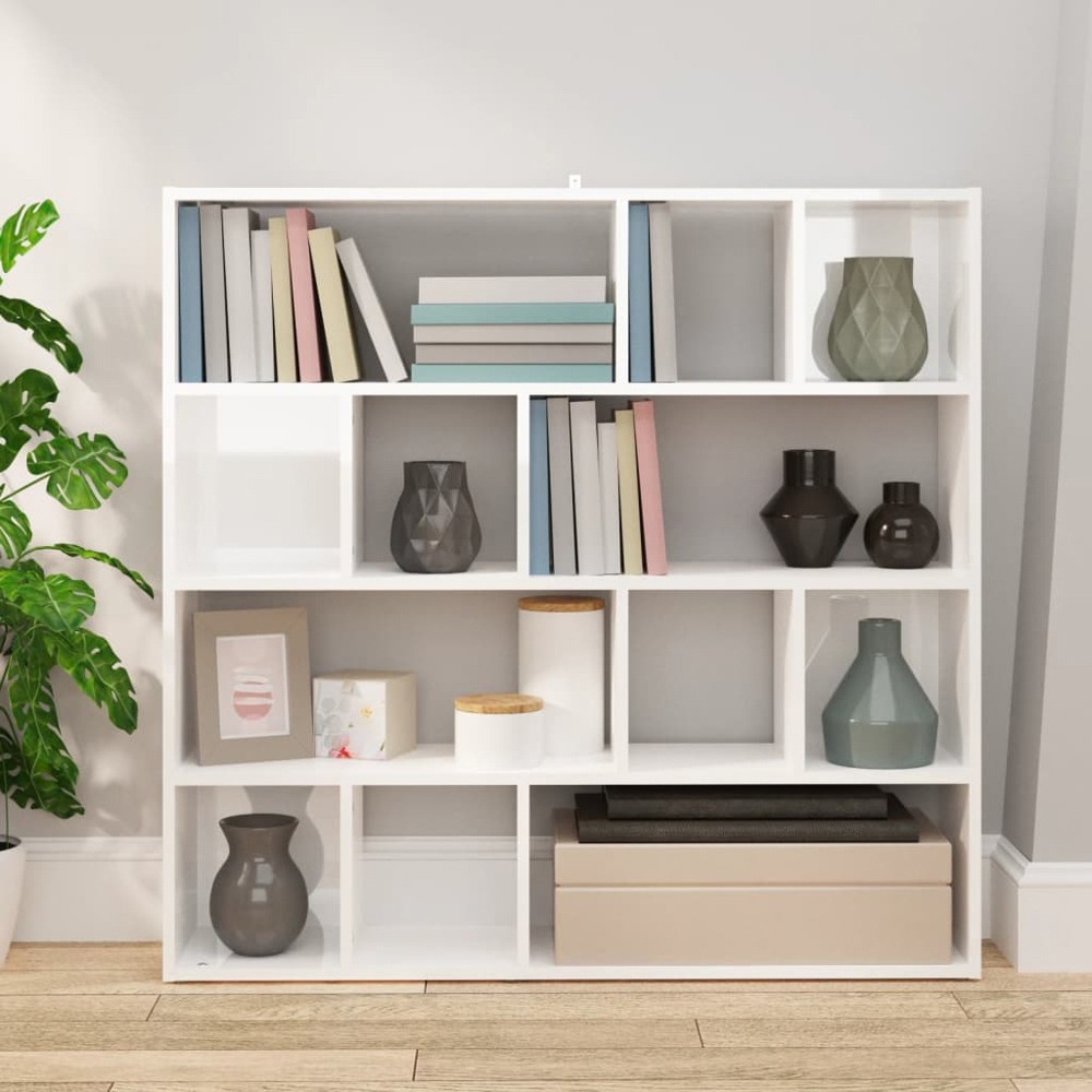 vidaXL 12 Shelf White High Gloss Bookcase Image 6