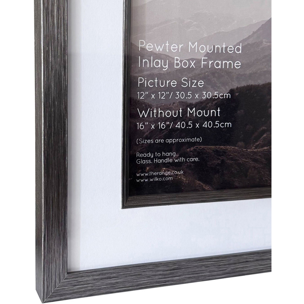 Pewter Mounted Inlay Box Frame Pewter 12 x 12 inch Image 3