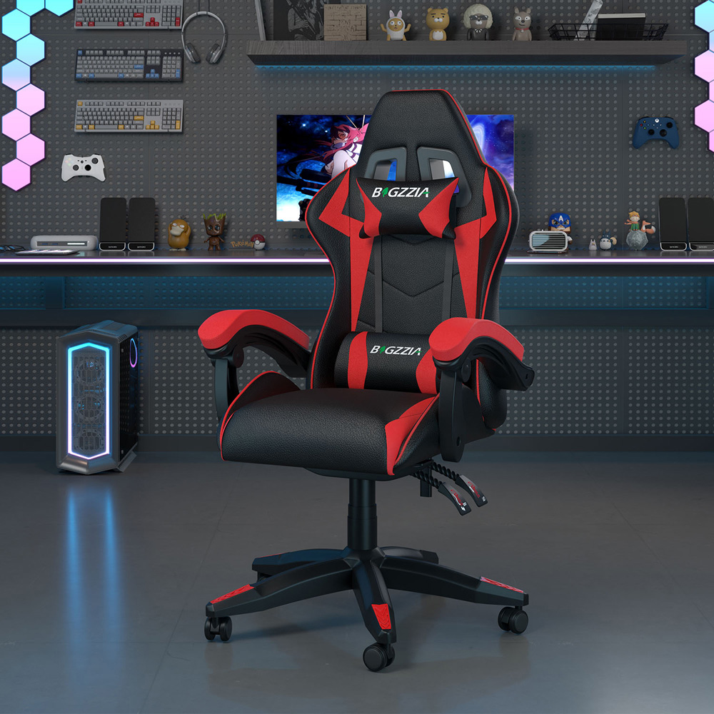 Rattrix Red PU Leather Reclining High Back Gaming Chair with Headrest and Lumbar Support Image 3