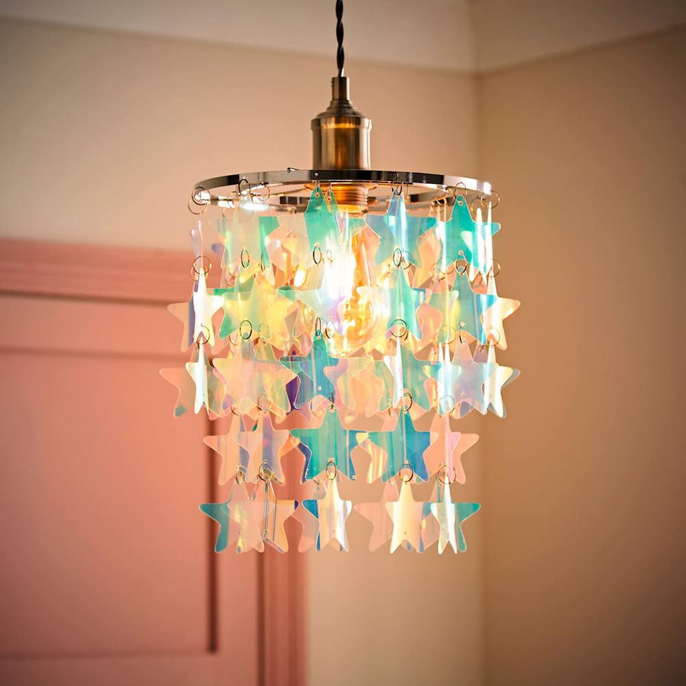 ValueLights Orla 2-Tier Iridescent Stars Easy Fit Lamp Shade Image 2