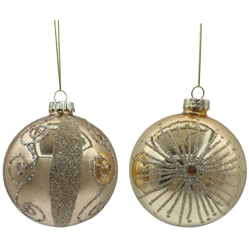 Majestic Metallics Shiny Gold Glitter Bauble Image