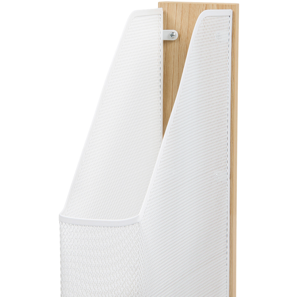 Wood Effect and White Mesh Magazine Holder Image 5
