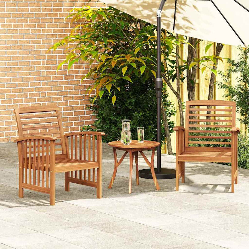 Walplus Set of 2 Solid Acacia Wood Garden Chair Image 7