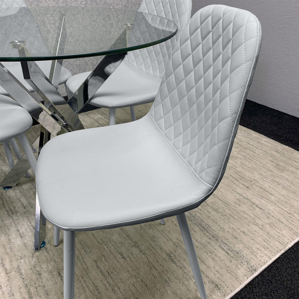 Kosy Koala Maya Gem 4 Seater Round Glass Dining Set Grey Image 4
