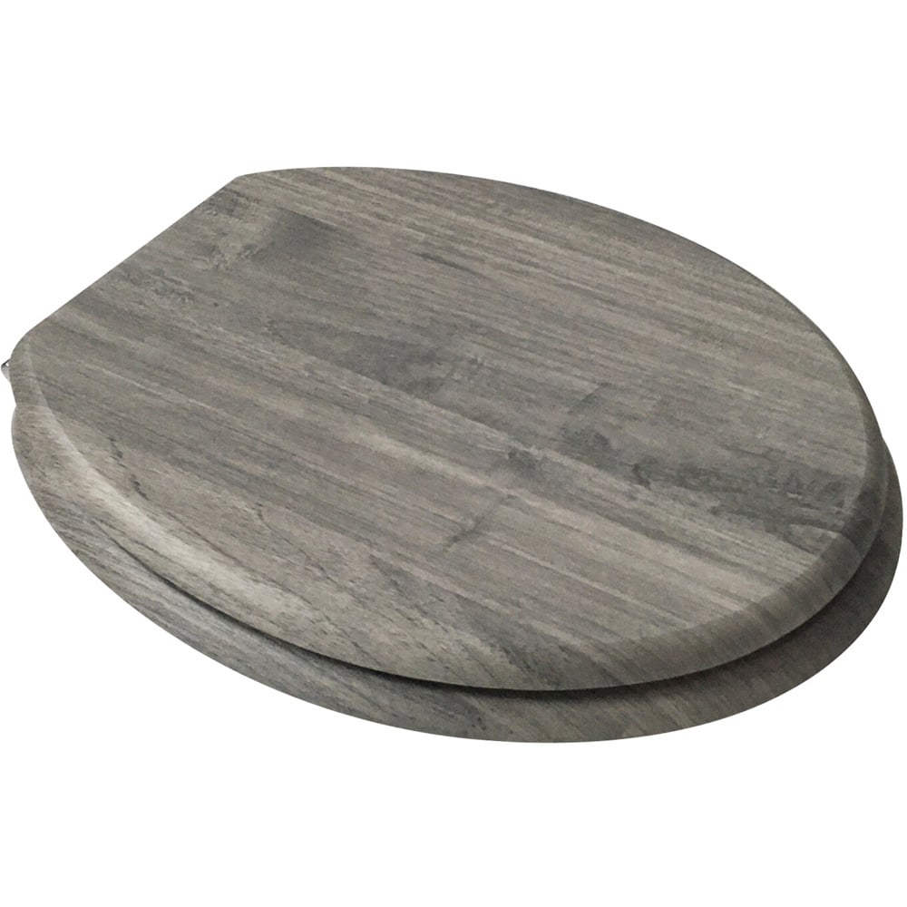 Grey Wooden Effect Toilet Seat Image 1