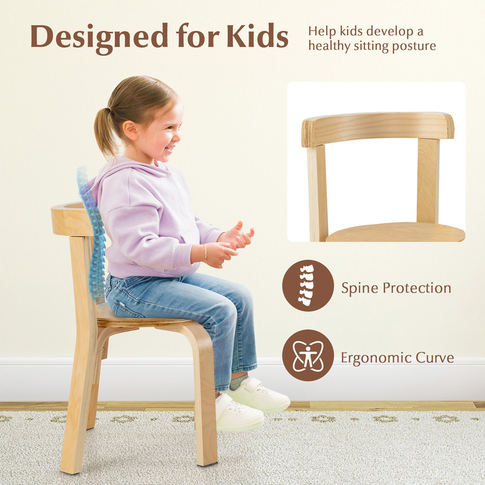 Costway 4 Seater Kids Bentwood Dining Set Natural Image 7