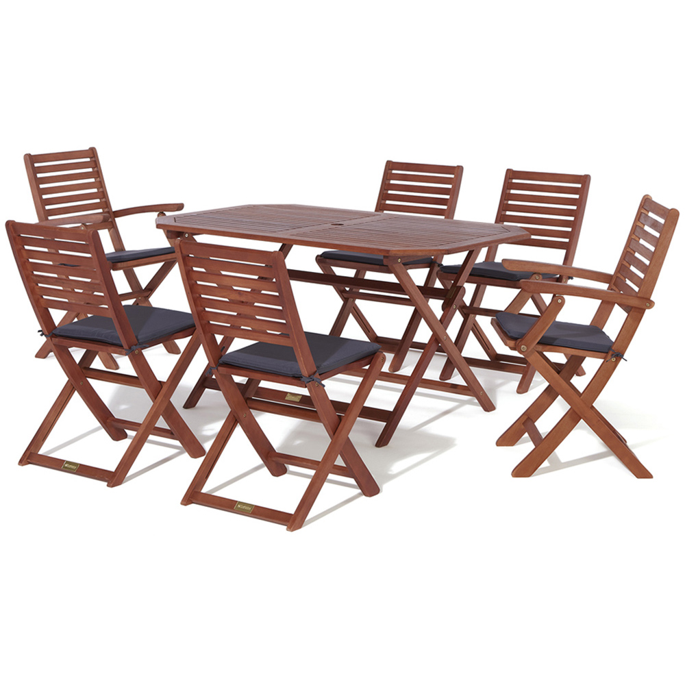 Rowlinson Plumley 6 Seater Dining Set With Grey Cushions Image 2