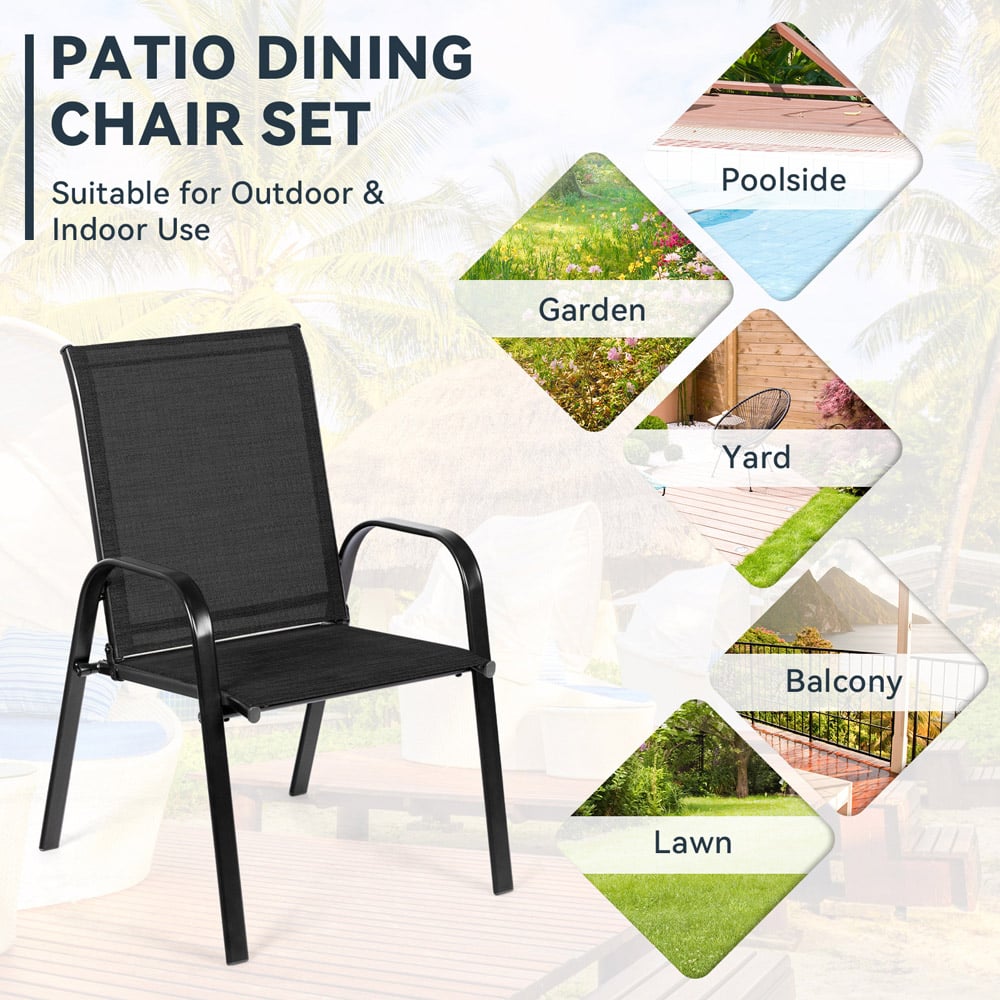 Costway Set of 2 Black Steel Garden Chairs Image 6