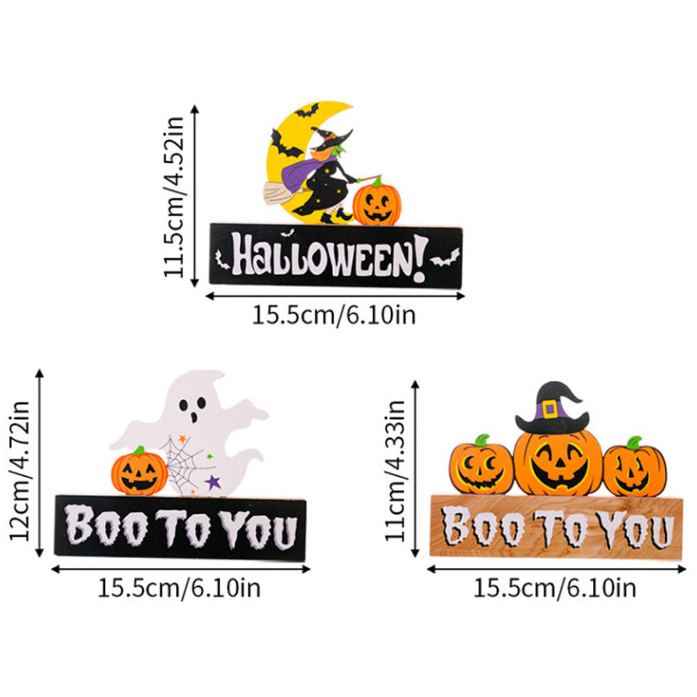 Jaoyeh Halloween Pumpkin Wooden Decoration 3 Pack Image 3