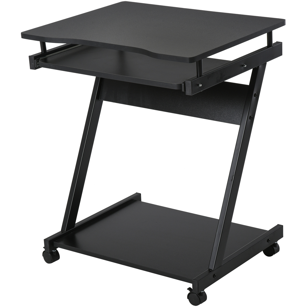 Portland Single Shelf Movable Computer Desk with Sliding Keyboard Tray Black Image 2