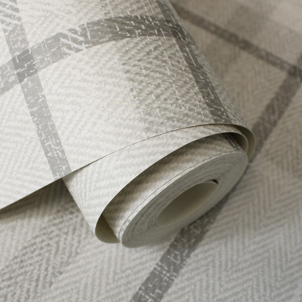 Crown Harris Check Soft Grey Wallpaper Image 3