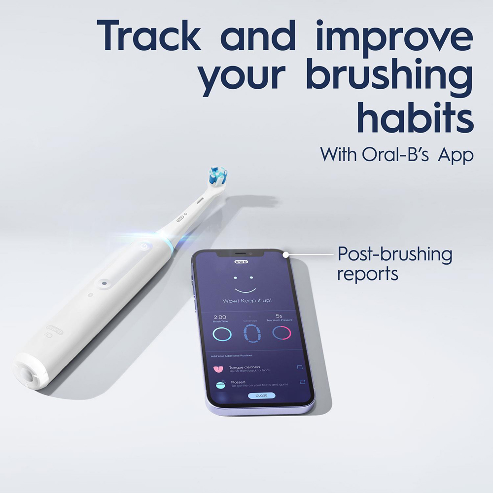 Oral-B iO4 White Electric Toothbrush with 4 Mode and 8 Cross Action Black Refill Head Image 6