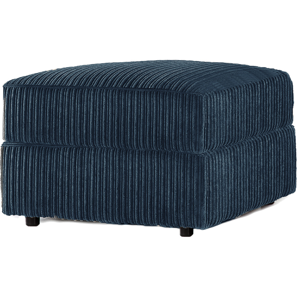 Luxor Navy Blue Jumbo Cord Footstool Image 3