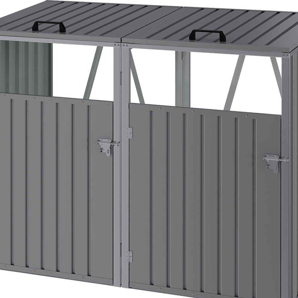 Living and Home 5 x 4ft Double Wheelie Bin Pent Storage Shed Image 6