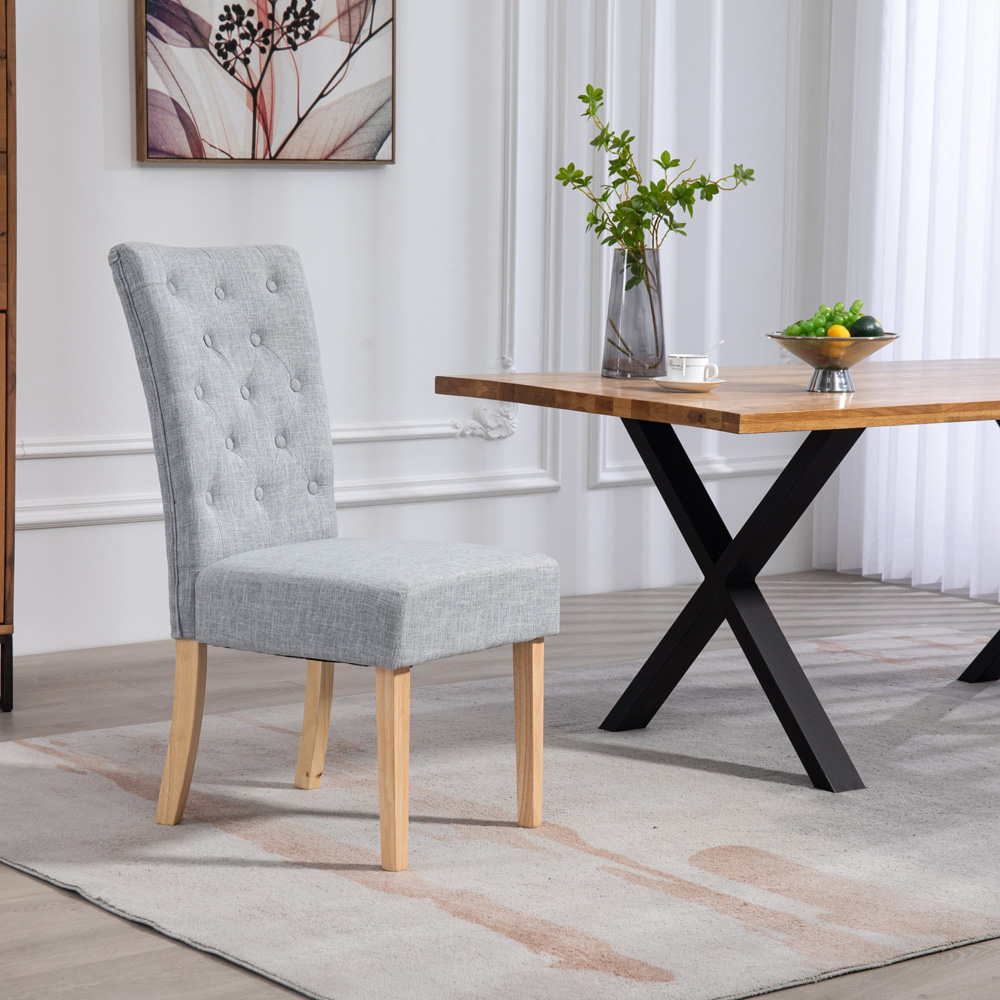 Artemis Home Carrara Set of 2 Light Grey Pienza Fabric Dining Chairs Image 3