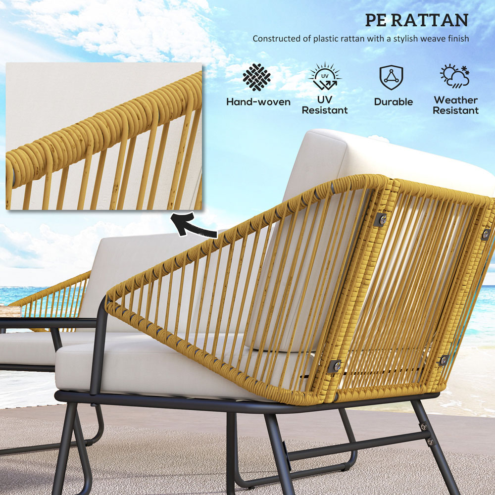 Outsunny 4 Seater Natural Cushion Rattan Garden Furniture Set Image 5
