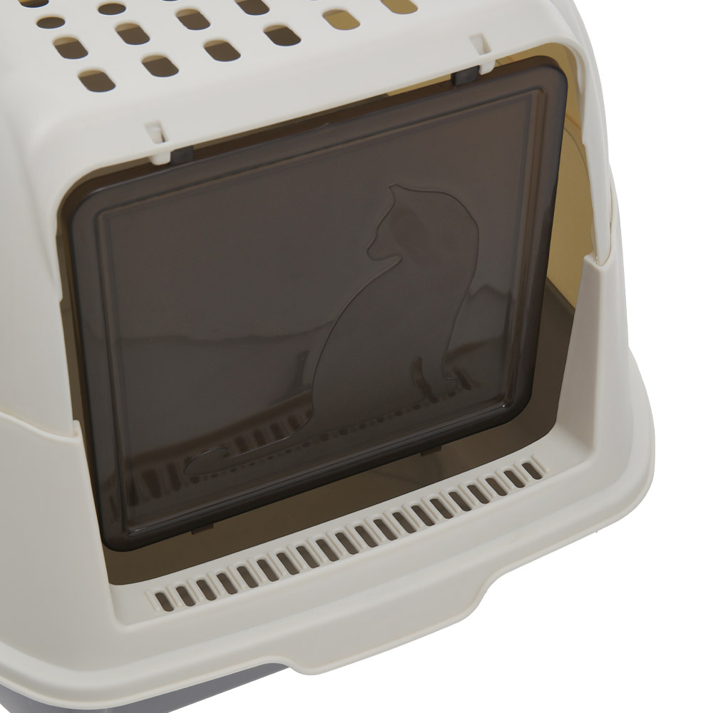 H&O Direct Grey Odourless Cat Litter Box with Scoop 34 x 36 x 51cm Image 3