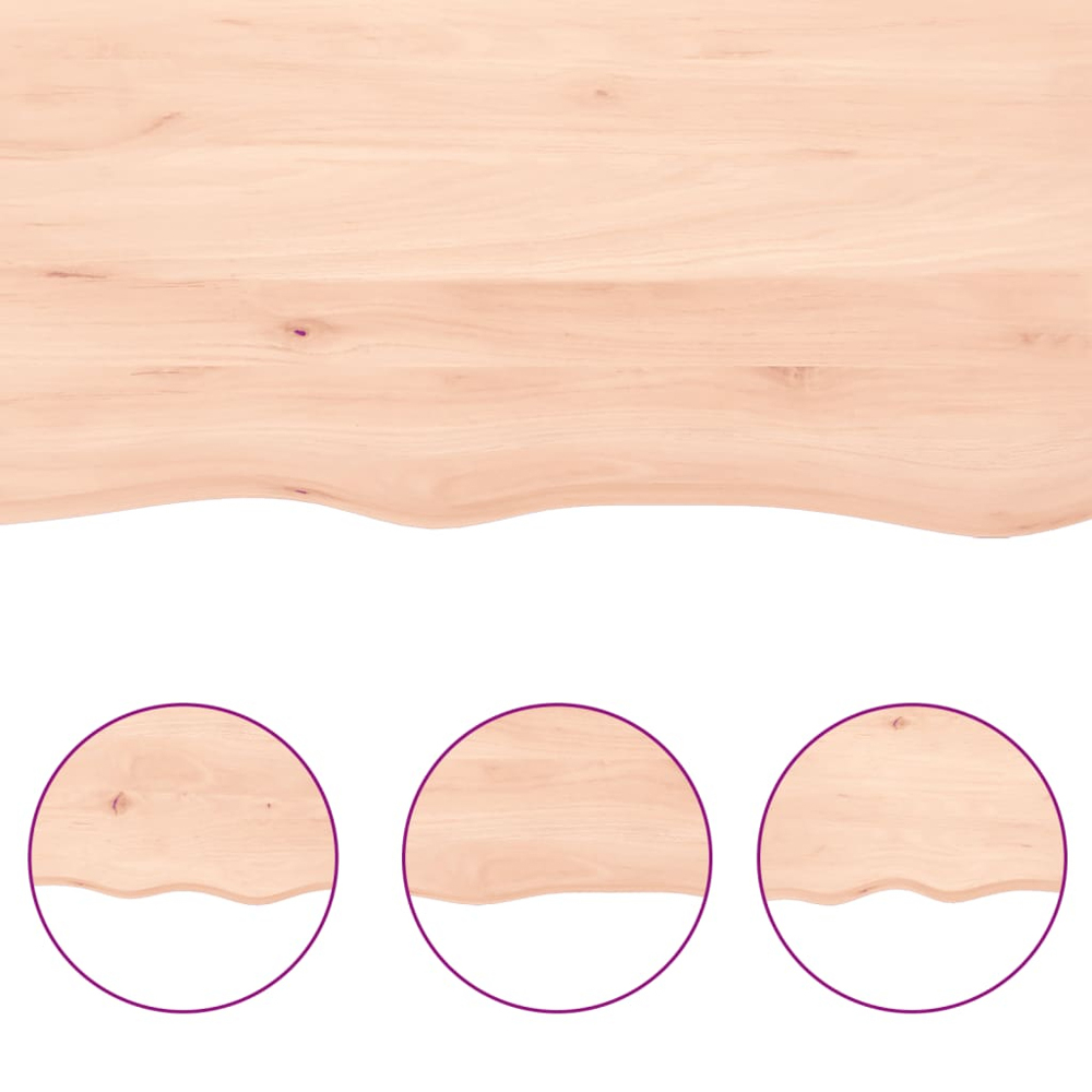 vidaXL 80cm Natural Untreated Solid Oak Wood Floating Wall Shelf Image 5