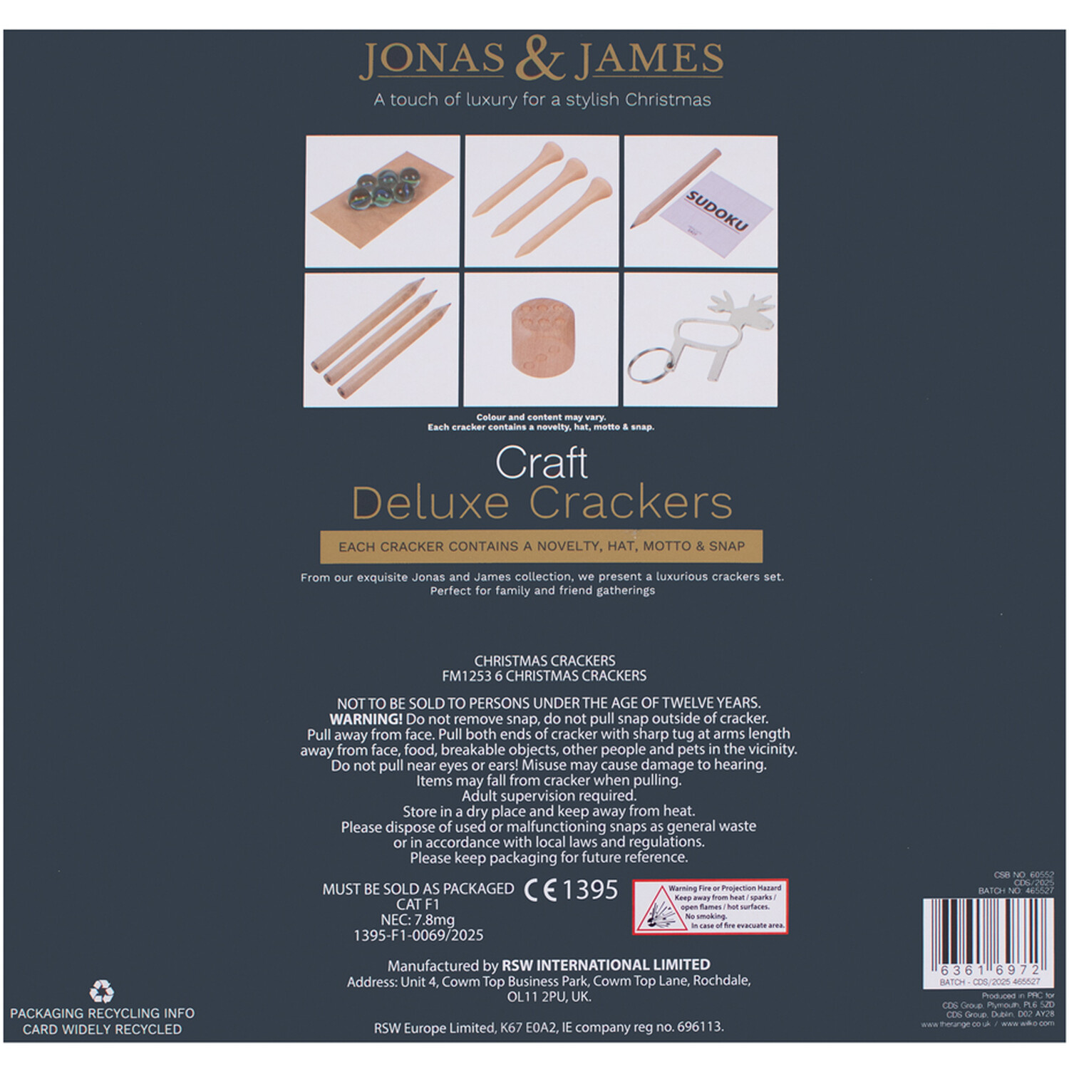 Pack of 6 Craft Deluxe Crackers Cream Image 2