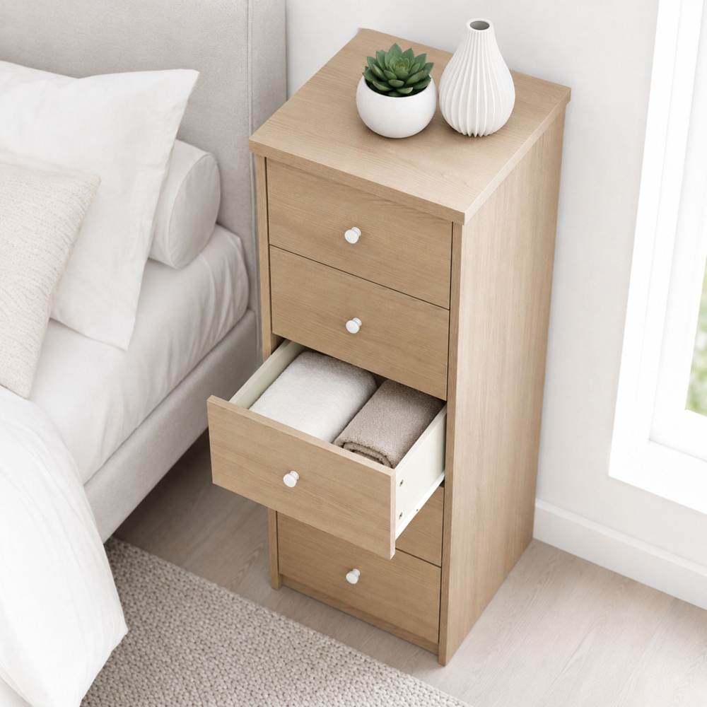 Core Products Freya 5 Drawer Smoked Oak Foil Finish Narrow Chest of Drawers Image 4