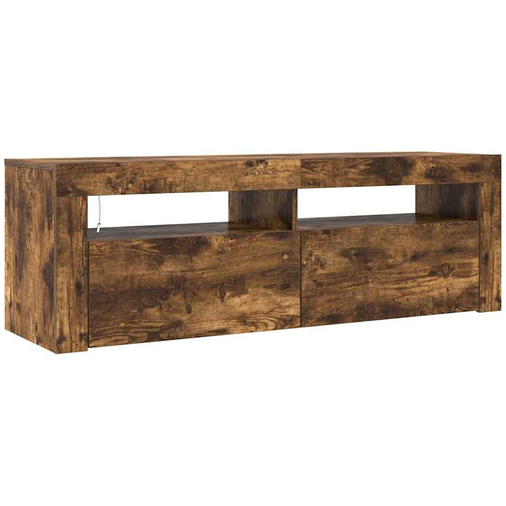 vidaXL 2 Door 2 Shelf Smoked Oak TV Cabinet with LED Lights Image 6