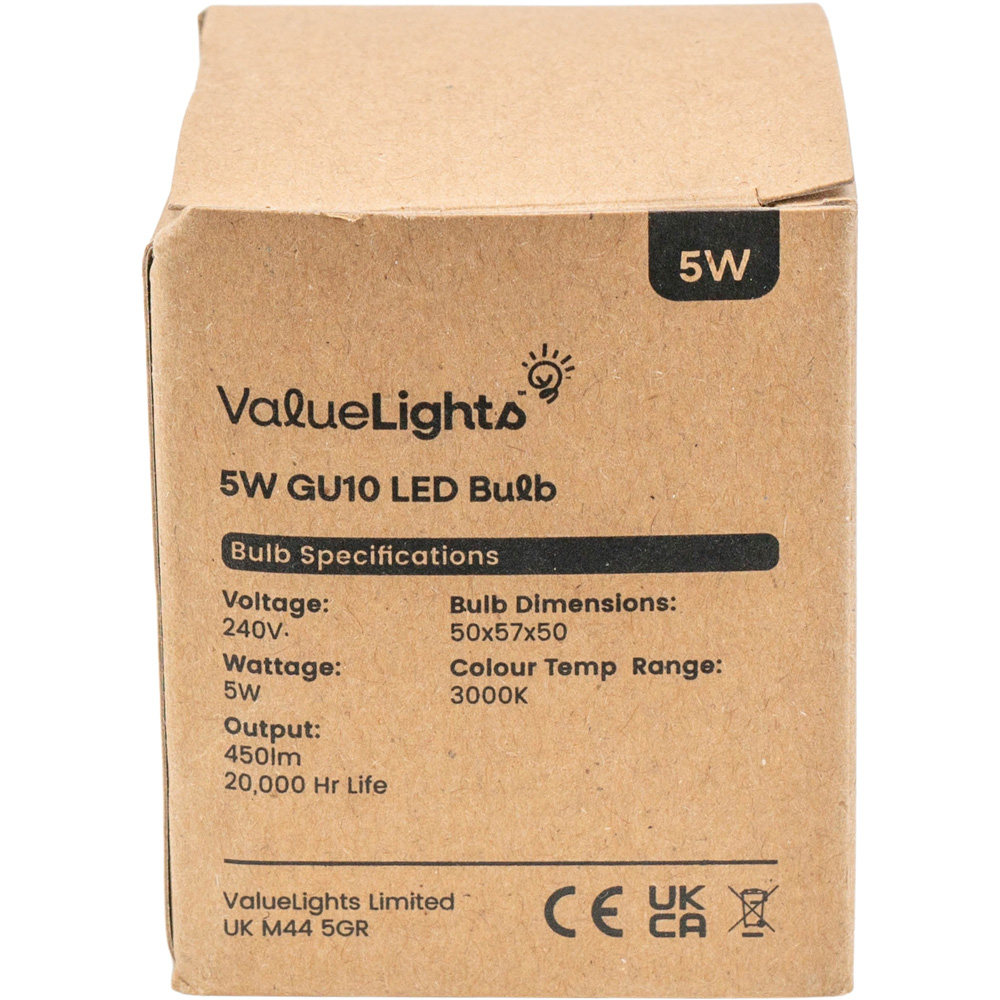 ValueLights 12 Pack GU10 LED 5W 3000K Warm White Spotlight Light Bulbs Image 3