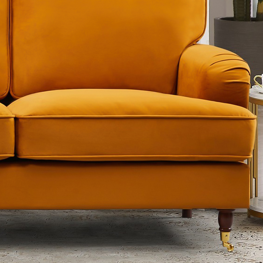 Woodbury 3 Seater Orange Velvet Sofa Image 3