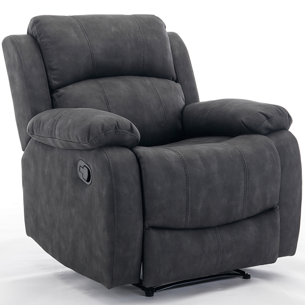 Furniture One Dark Grey Full Fabric Manual Recliner Armchair Image 3
