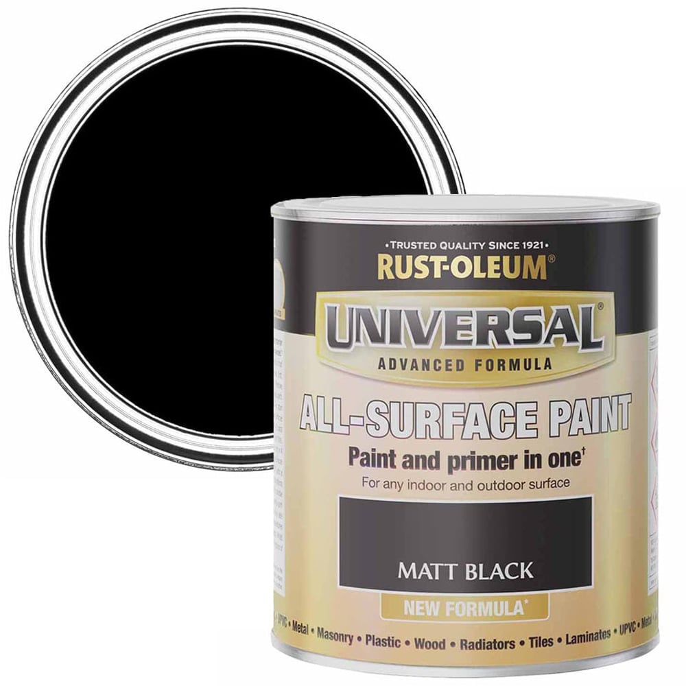 Rust-Oleum Universal Matt Black All Surface Paint 750ml Image 1