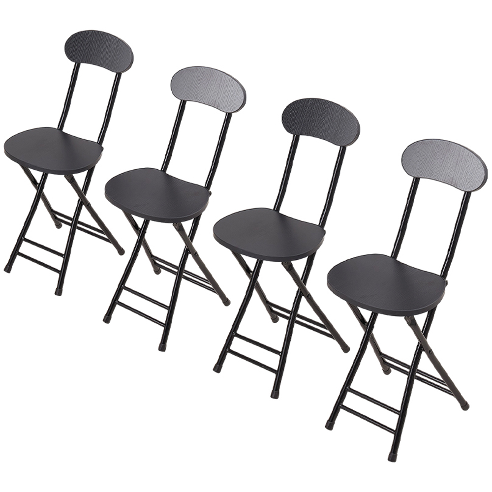 Living and Home Set of 4 Black Portable Foldable Dining Chairs Image 2