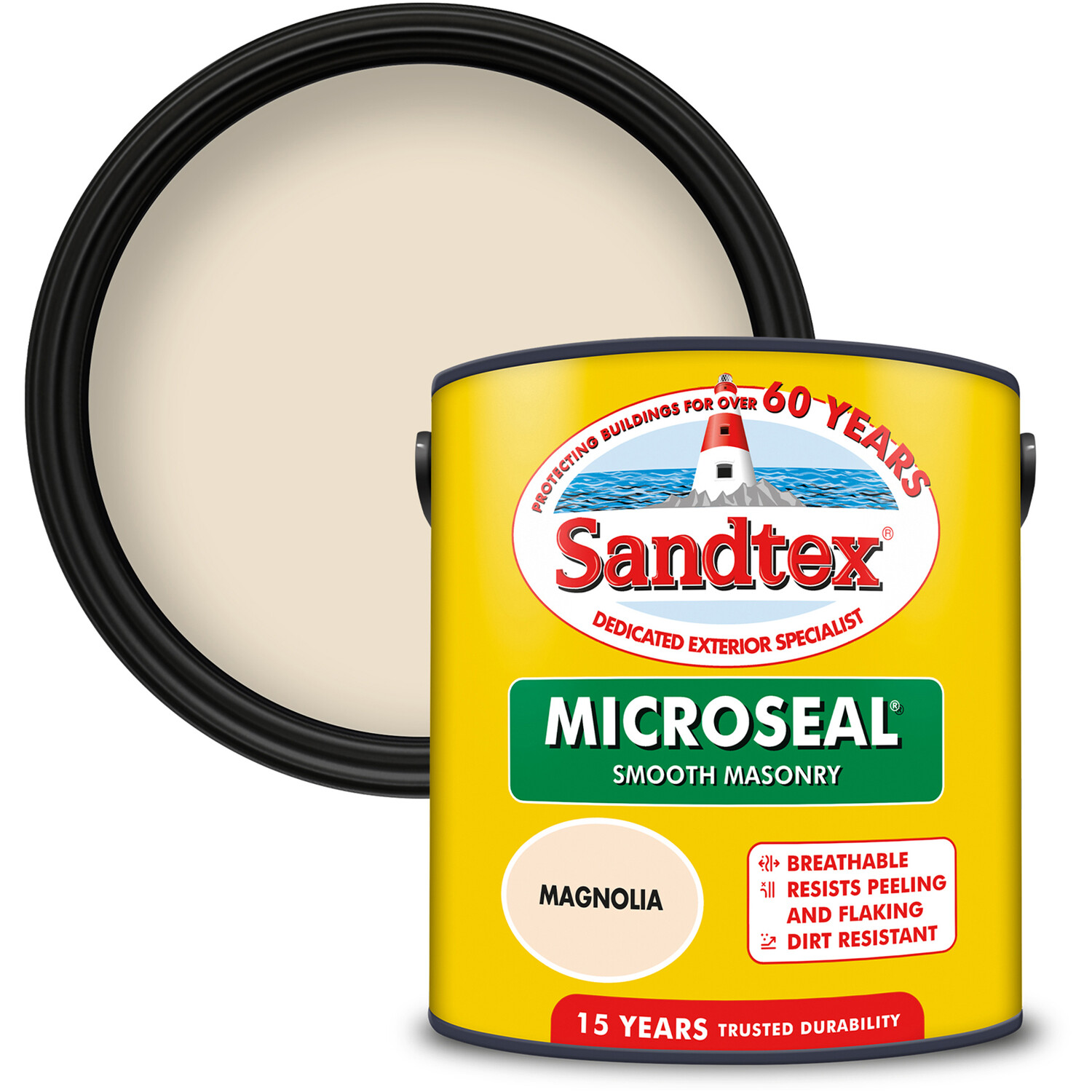 Sandtex Microseal Smooth Masonry Paint Magnolia 2.5l Image 1