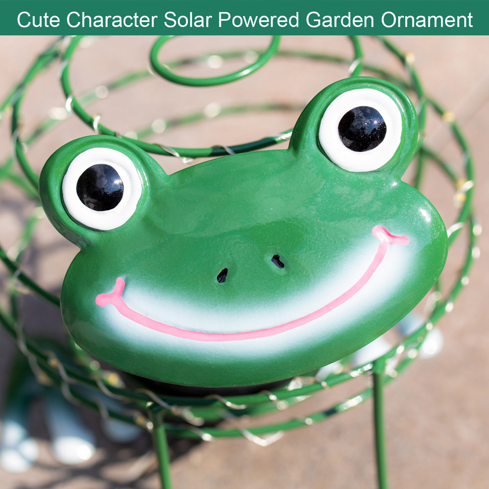 GardenKraft Micro LED Solar Wire Frog Statue Image 4
