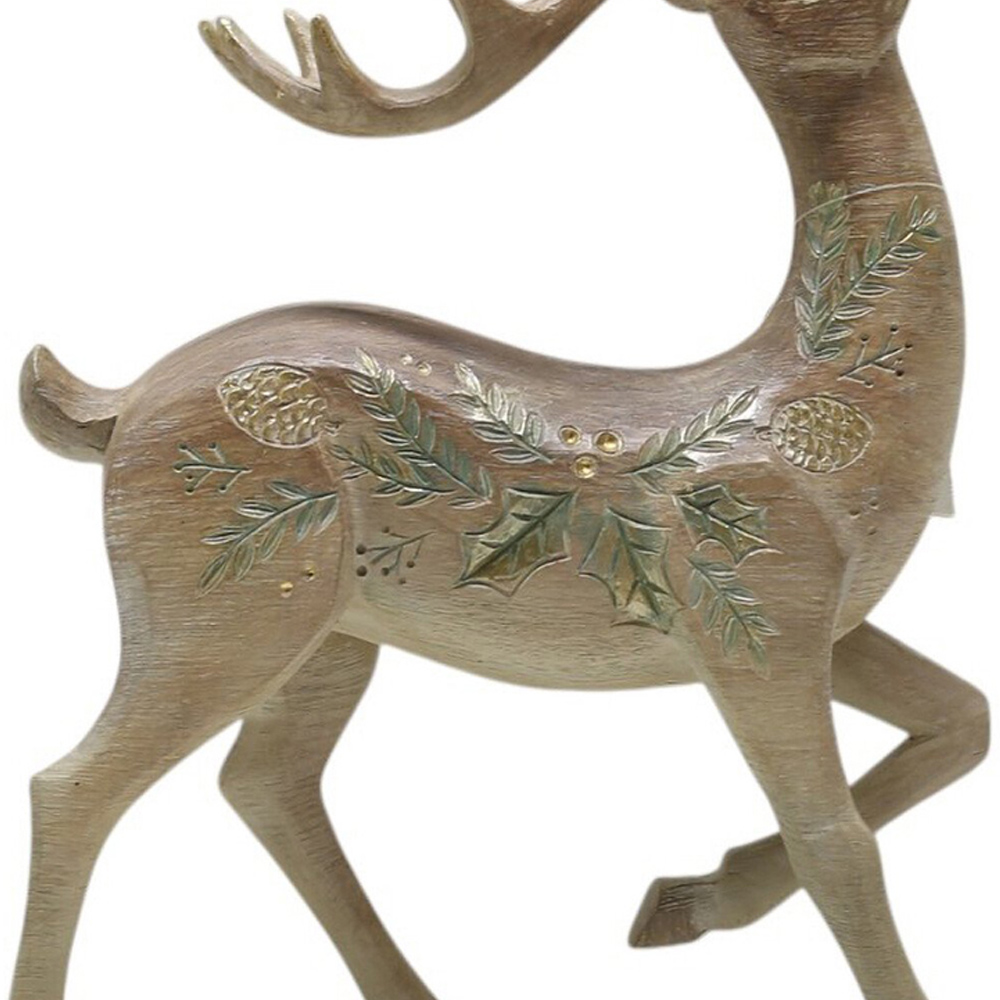 Scandi Wood Effect Reindeer Standing Decoration Natural Image 2