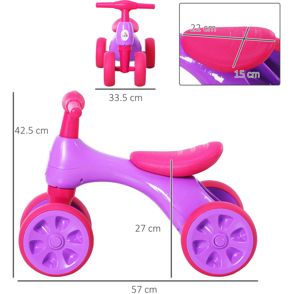Tommy Toys 4 Wheels Violet Baby Balance Bike with Storage Bin Image 5