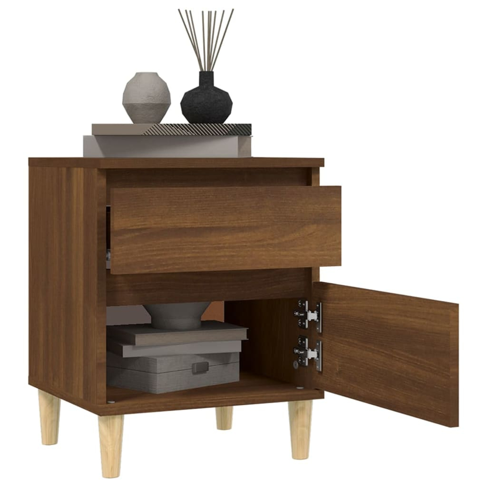 vidaXL Single Door Single Drawer Brown Oak Wooden Bedside Cabinet Image 4
