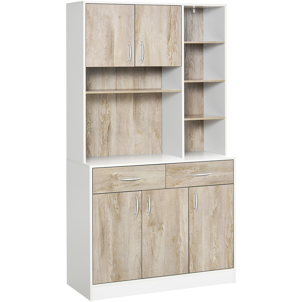 Portland 5 Door 2 Drawer Natural Wood Kitchen Storage Cabinet Image 2