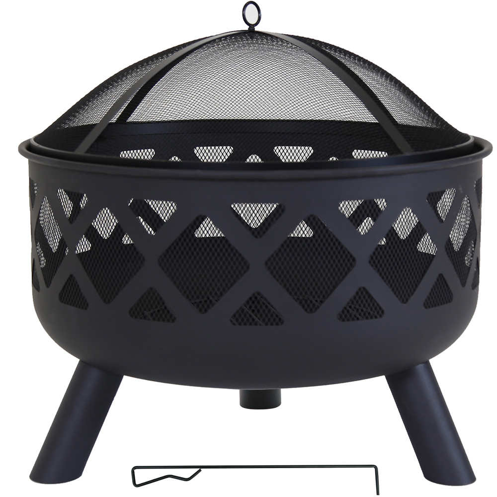 Charles Bentley Round Steel Bowl Fire Pit Black Image 1