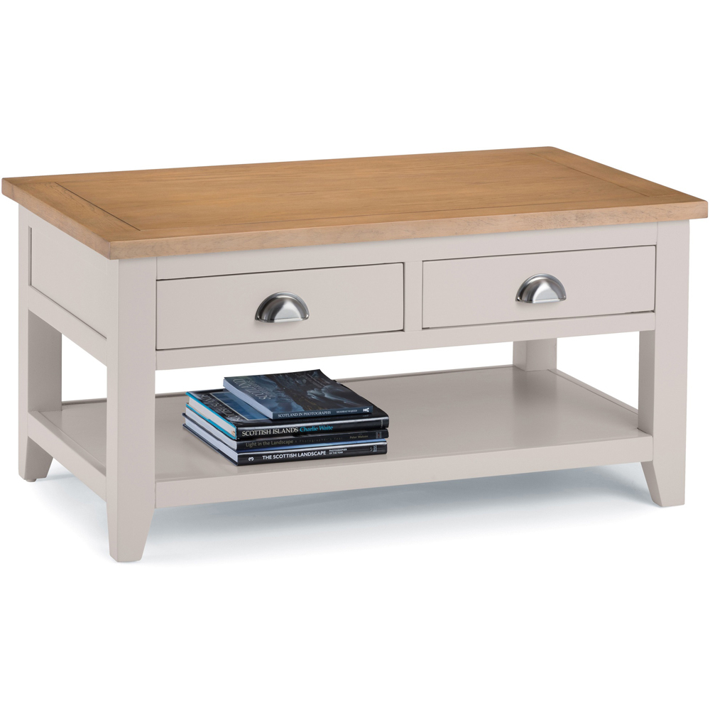 Julian Bowen Richmond 2 Drawer Grey and Pale Oak Coffee Table Image 4
