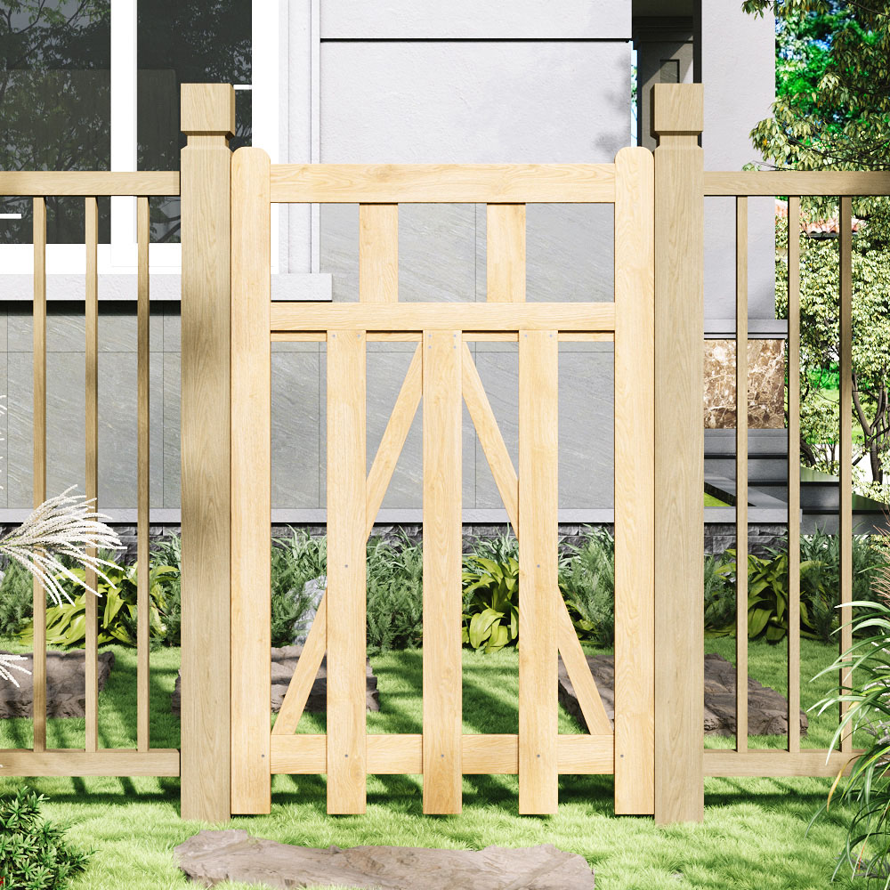 Outdoor Triangular Support Wooden Nature Garden Fence Door, 120 x 76 x 2.5cm Image 7