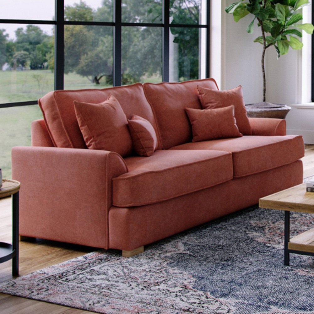 Alba City 3 Seater Ruby Fabric Sofa Image 1