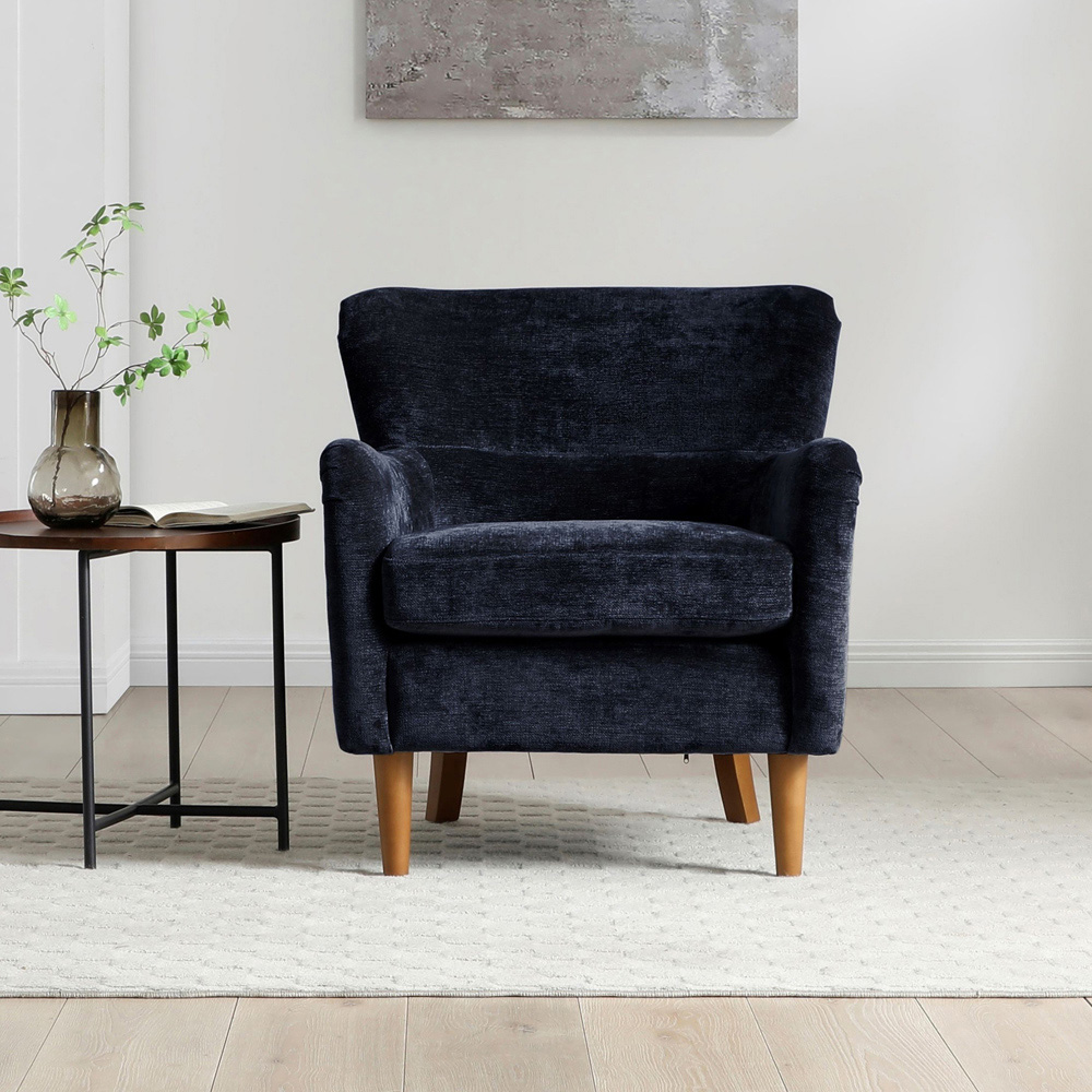 Roberta Navy Chenille Wingback Armchair Image 9