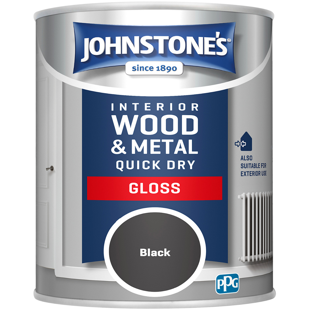 Johnstone's Quick Dry Wood and Metal Black Paint 750ml Image 2