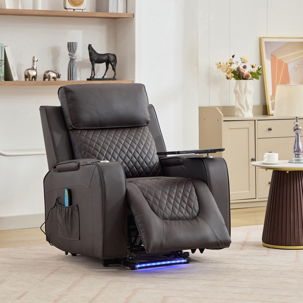 Artemis Home Byron Brown Leather Massage and Heat Electric Riser Recliner Chair Image 5