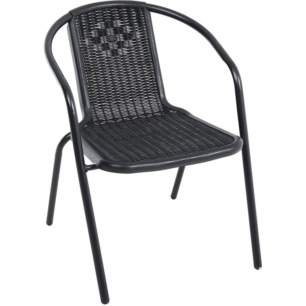 Living and Home Set of 6 Black Wicker Stackable Garden Chair Image 3